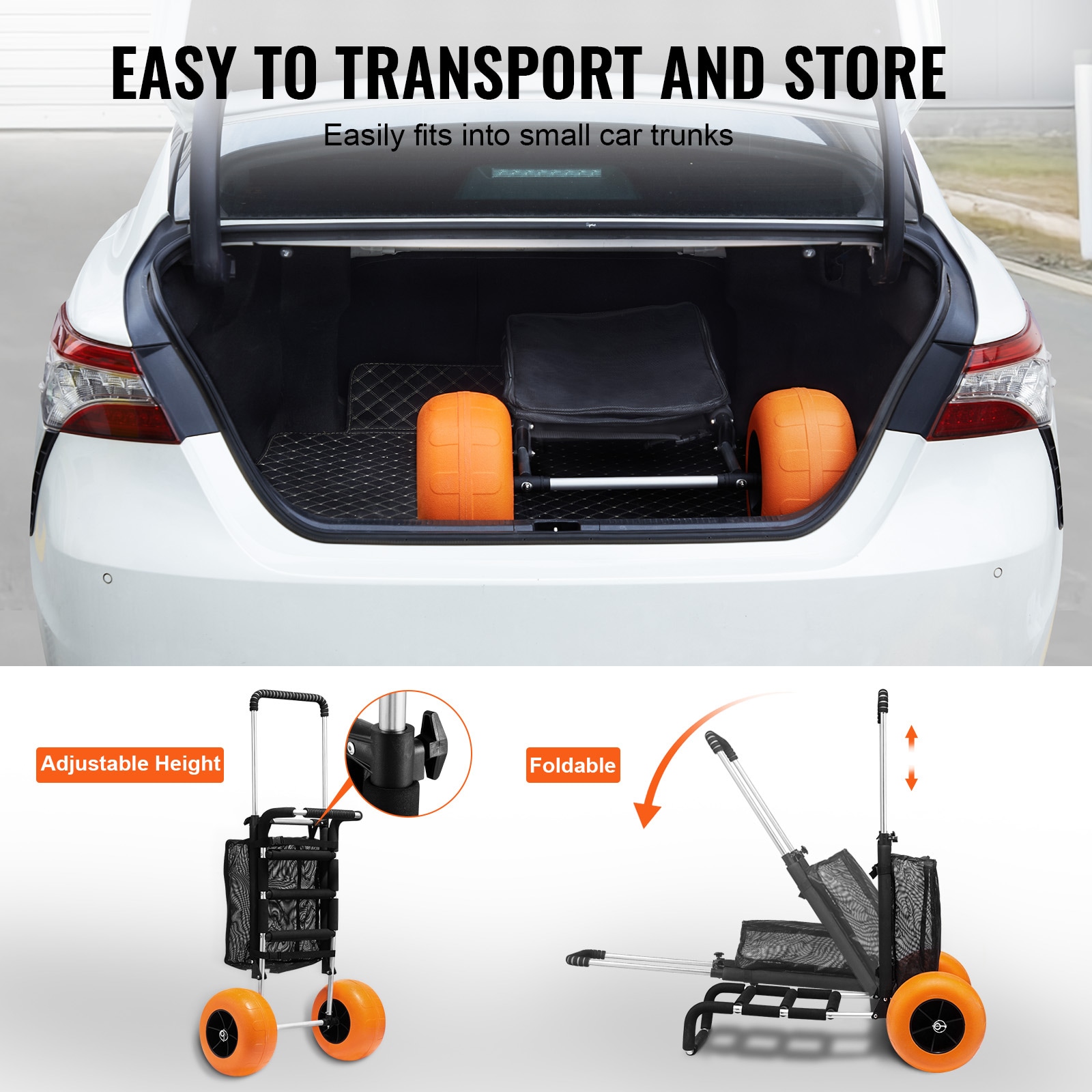 Foldable Beach Cart For Sand With Heavy Duty All-terrain Wheels_voghion.com